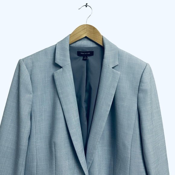 Ann Taylor The Notched One Button Blazer in Cross Weave Deep Wisteria - Picture 6 of 11